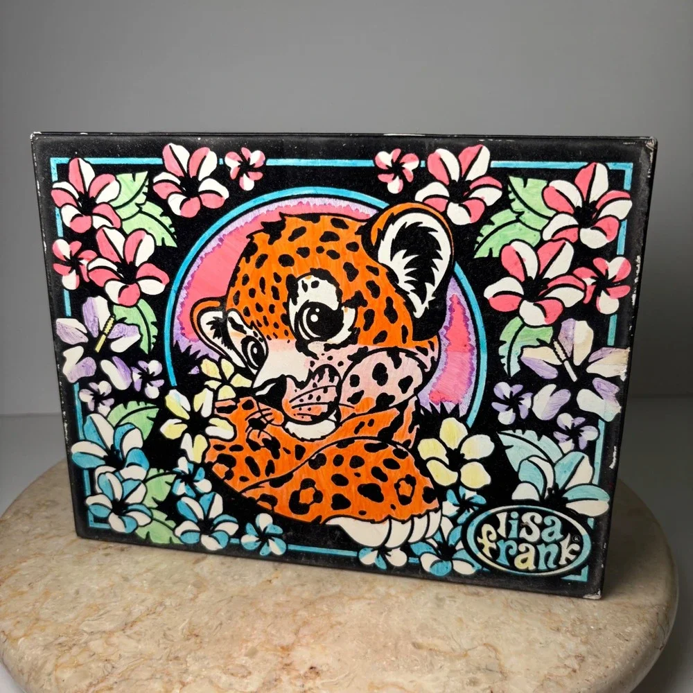 Lisa Frank Hunter the Leopard Jewelry Box Small Black Tropical Floral Drawers